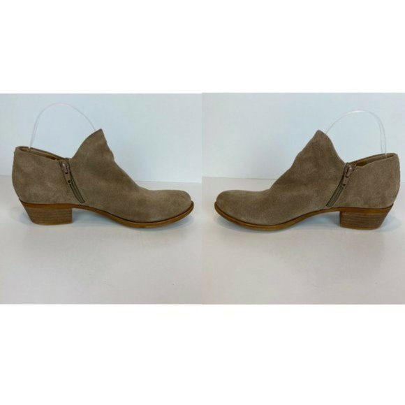 Lucky Brand Ankle‎ Booties 7.5 Brown Suede Leather Stacked Heel Zip Brett - Picture 12 of 12
